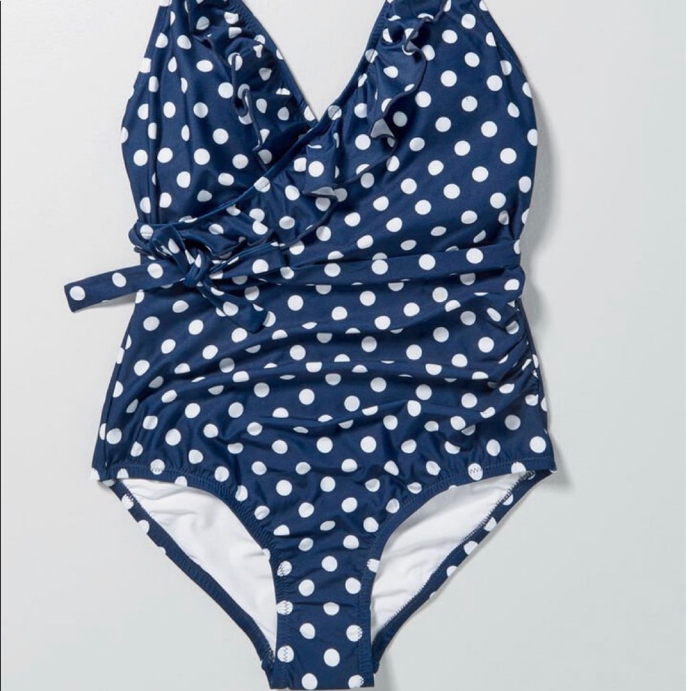 ModCloth Bathing Suit one Piece Polka dot ruffle